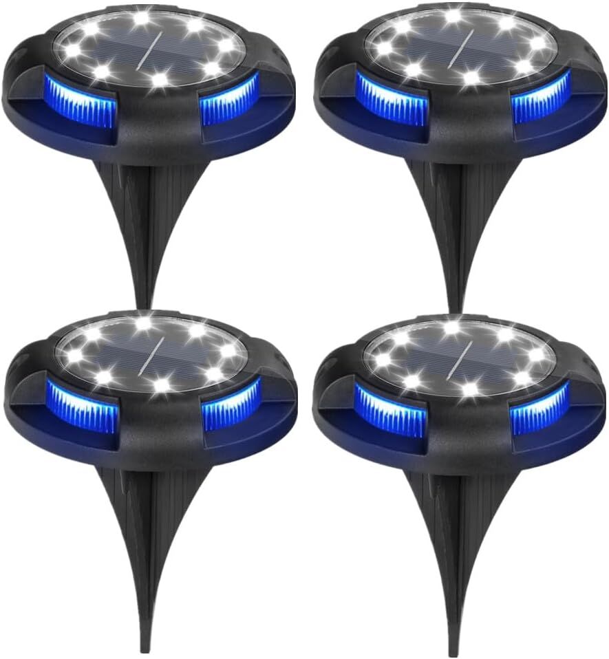 4-Pack Solar Ground Lights: 8-LED Outdoor Garden Pathway Lights with IP65 Waterproof for Lawn, Patio & Landscape