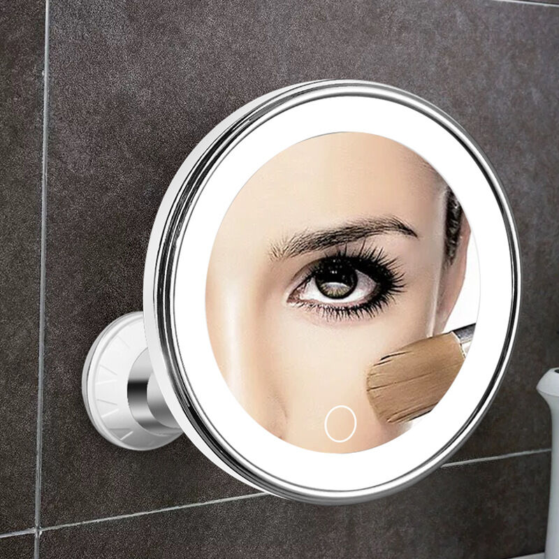 10X Magnifying Suction Cup LED Makeup Mirror: Flawless Vanity Mirror with Natural Light for Precise Grooming