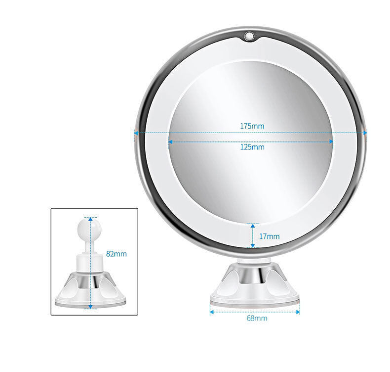 10X Magnifying Suction Cup LED Makeup Mirror: Flawless Vanity Mirror with Natural Light for Precise Grooming