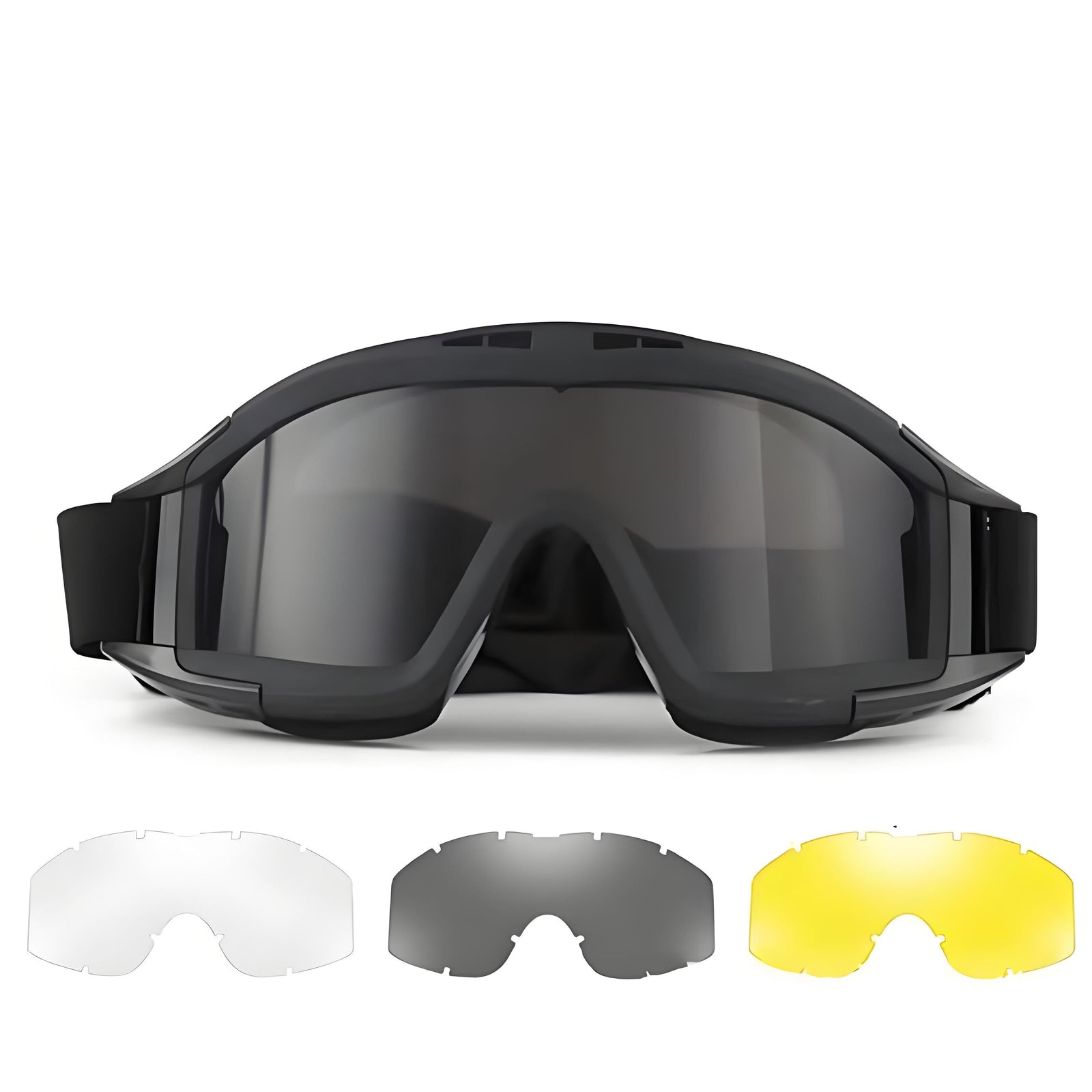 Tactical Safety Goggles with 3 Interchangeable Lenses, Wind & Dust Protection for Outdoor & Tactical Use(black)