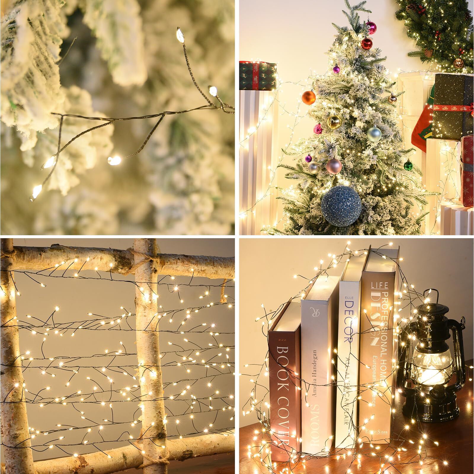 900 LED Warm White USB Fairy String Lights with Remote, 30m Black Wire, IP44 Waterproof 8-Mode Twinkle Lights with Timer for Christmas Bedroom Wreath Decor