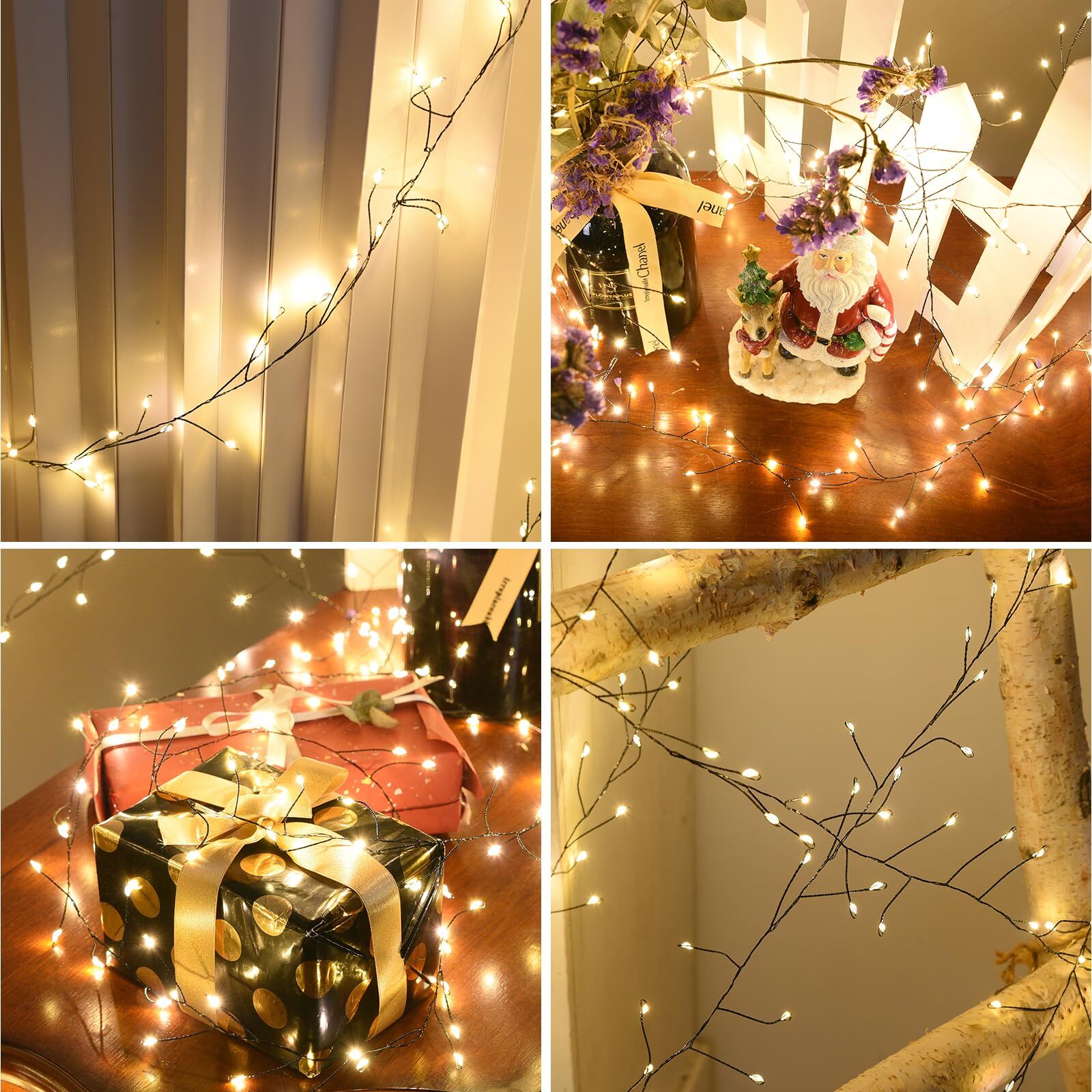 300 LED Warm White Fairy String Lights, 9m Green Wire, Battery-Operated, IP44 Waterproof with Timer for Christmas Decor (Batteries Not Included)