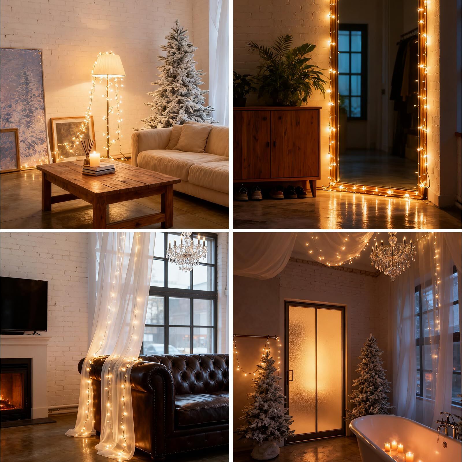 300 LED Warm White Fairy String Lights, 9m Green Wire, Battery-Operated, IP44 Waterproof with Timer for Christmas Decor (Batteries Not Included)