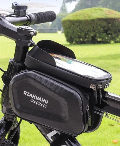 Waterproof Bike Frame Bag with Touchscreen & Headphone Hole: 3-in-1 Capacity Bicycle Bag for Phones & Gear, Aussie Cyclist Essential