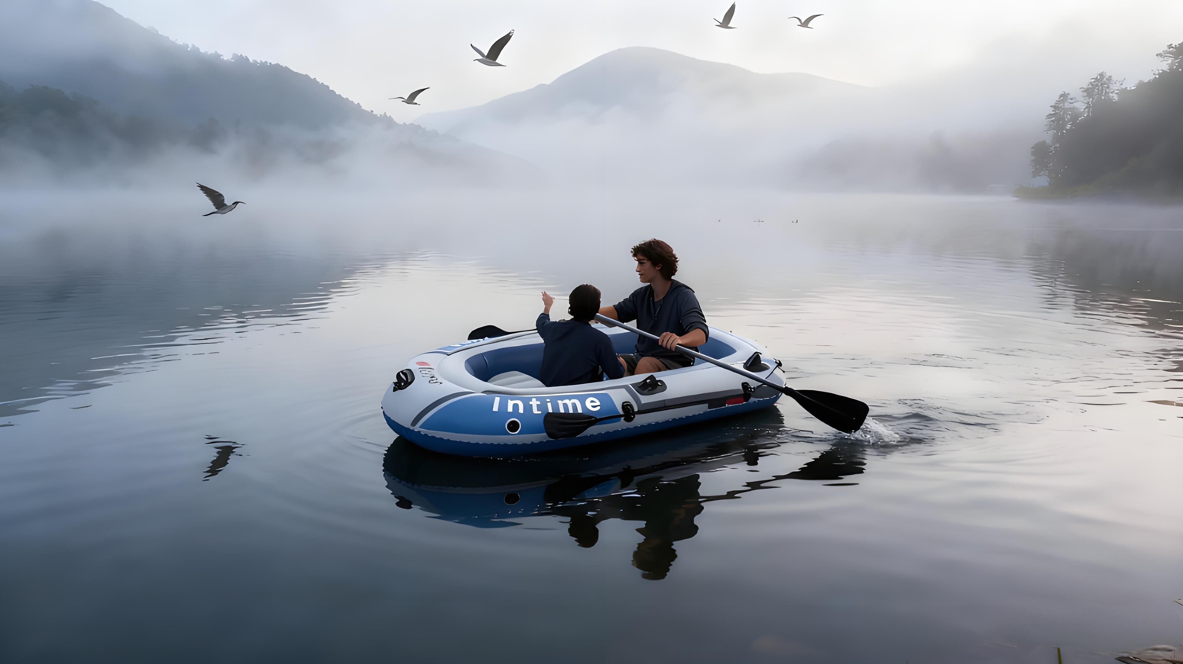 2-Person Inflatable Boat: 190x100cm Thick PVC Raft for Lakes/Pools – 180kg Capacity with Oars & Pump