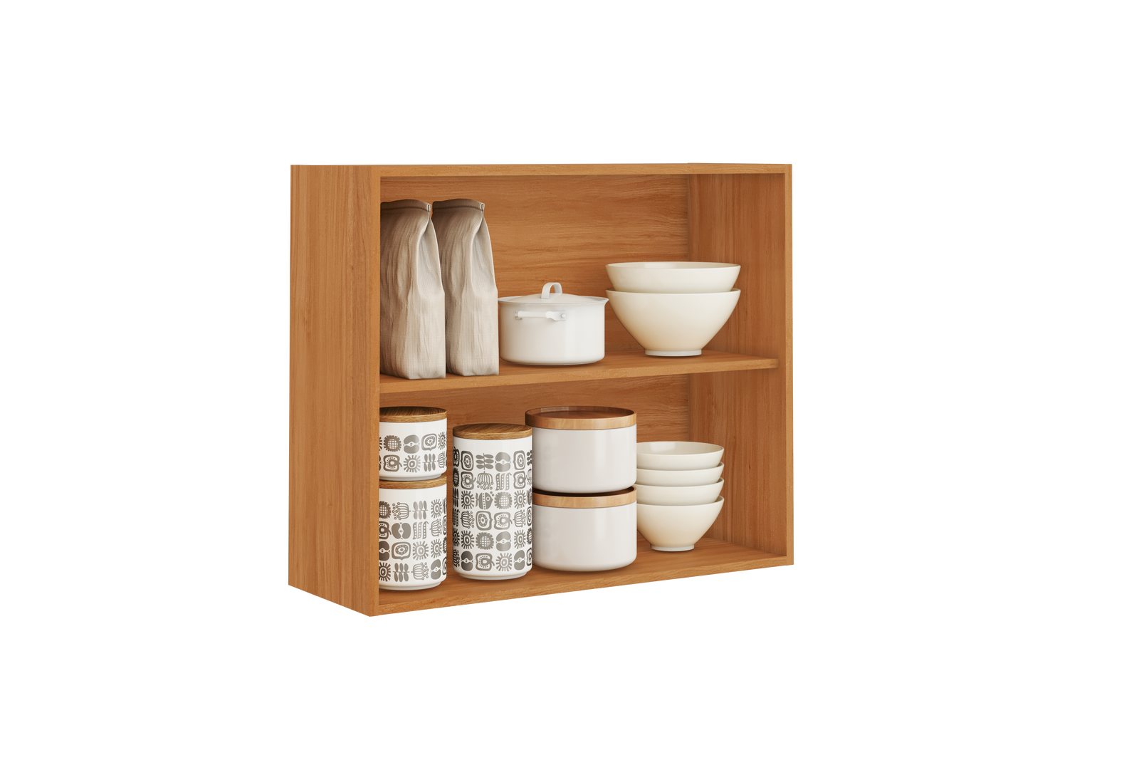 Flat Pack DIY Wooden Kitchen Wall Cabinet with 2 Doors + 2 Shelves in Graphite and Cinnamon Finish - Napoles