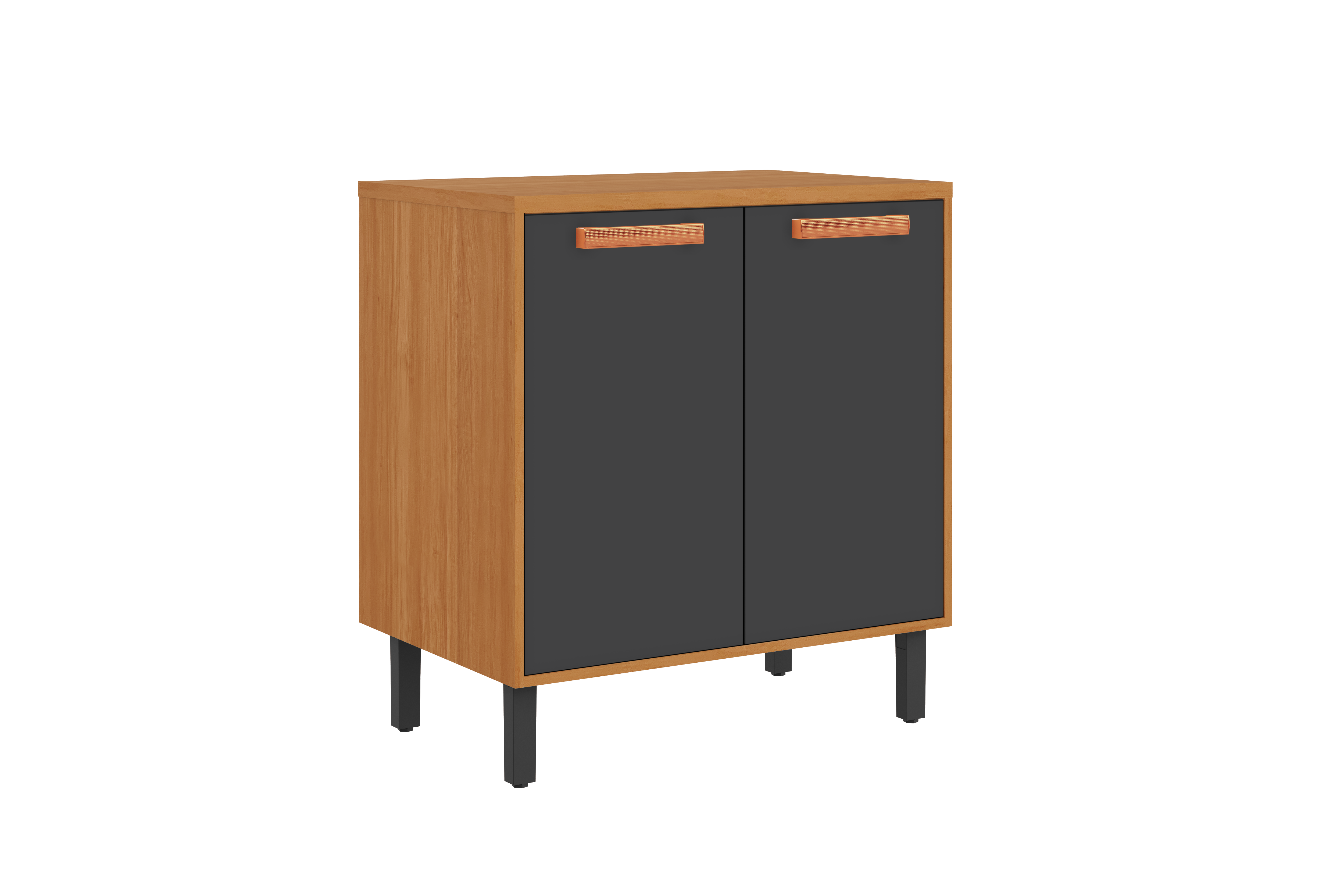 Base Kitchen Wooden Cabinet/Cupboard with 2 Doors in Cinnamon Finish - Napoles Graphite Flat Pack DIY