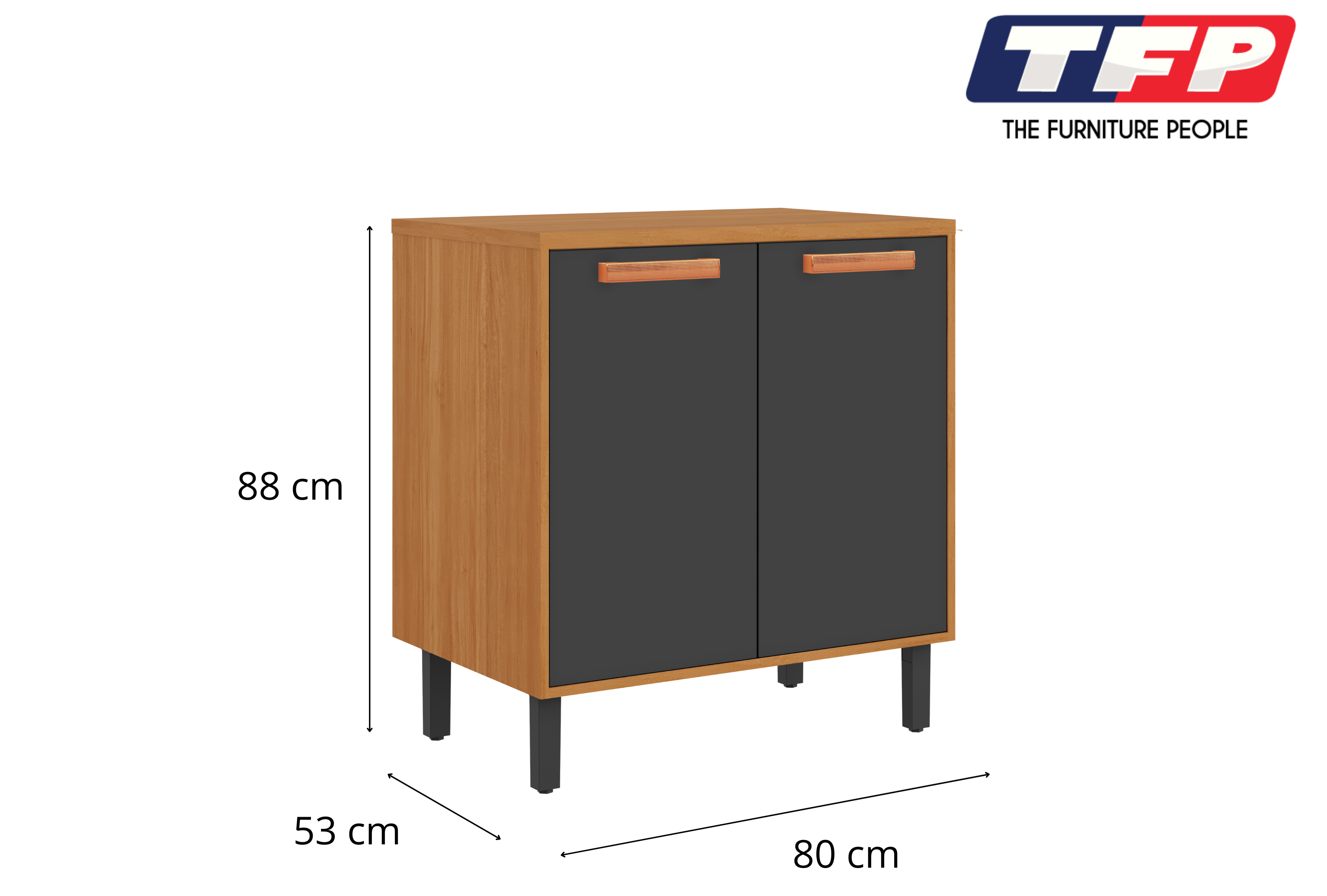 Base Kitchen Wooden Cabinet/Cupboard with 2 Doors in Cinnamon Finish - Napoles Graphite Flat Pack DIY