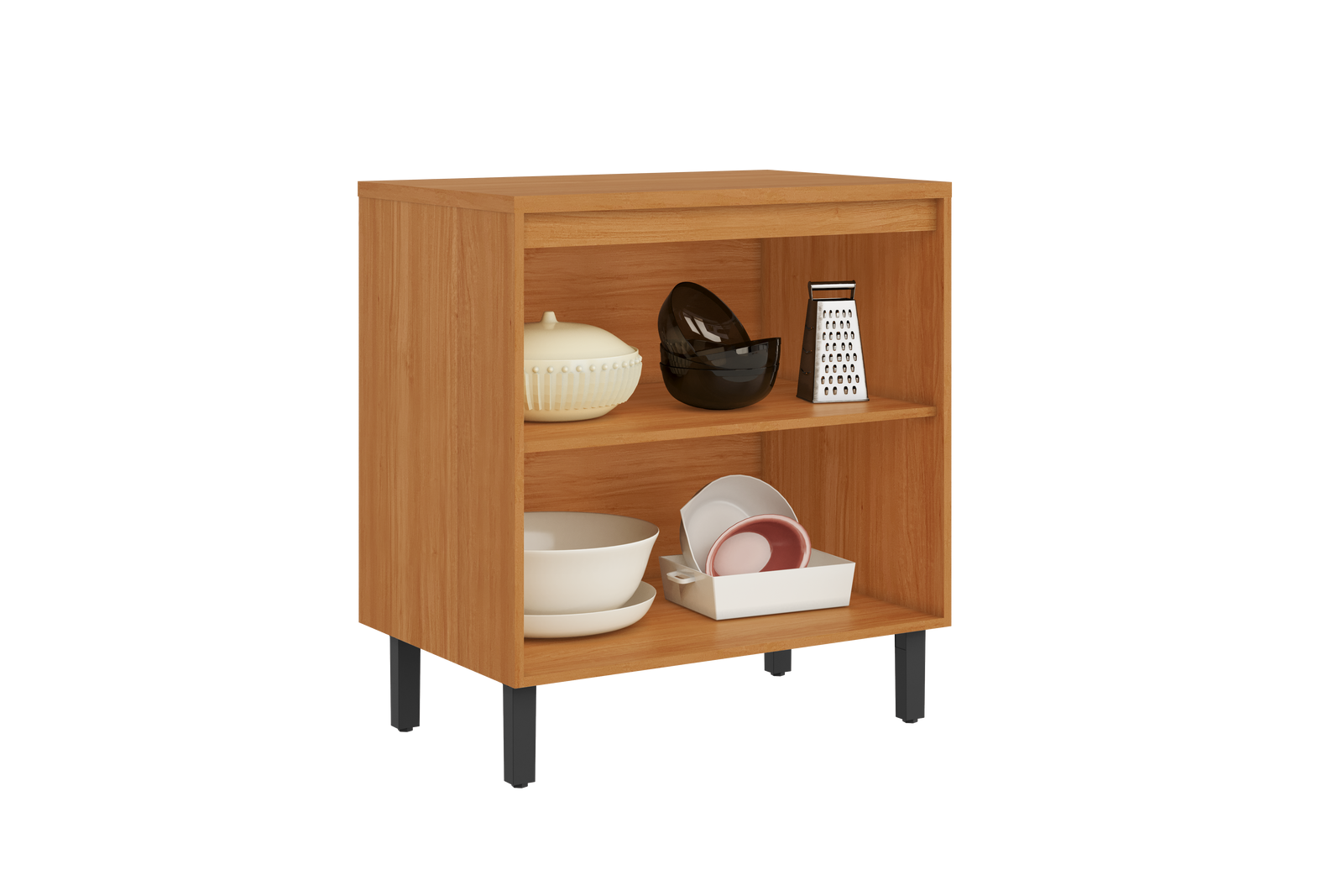 Base Kitchen Wooden Cabinet/Cupboard with 2 Doors in Cinnamon Finish - Napoles Graphite Flat Pack DIY