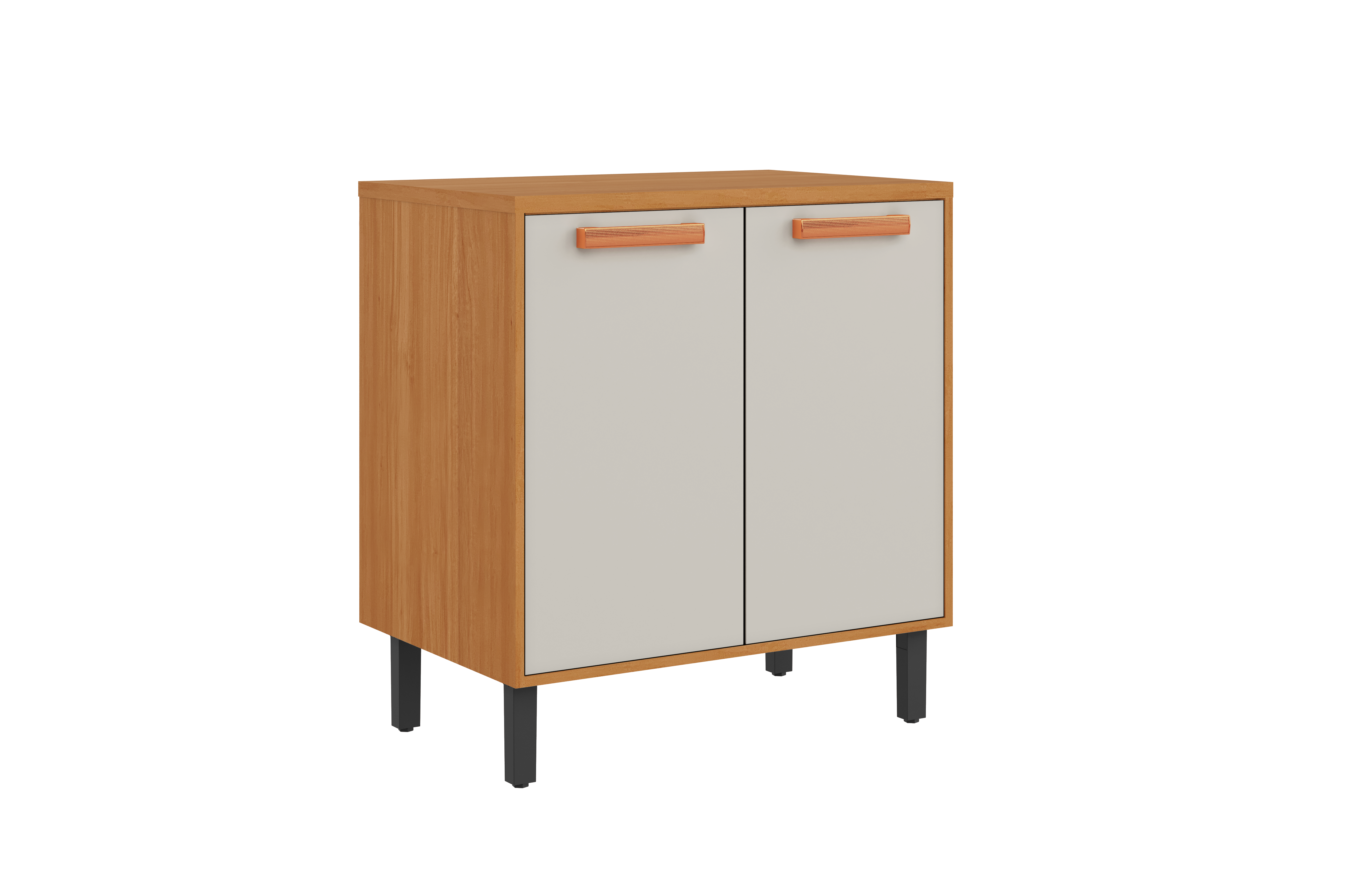 Base Kitchen Wooden Cabinet/Cupboard with 2 Doors in Cinnamon Finish - Napoles White Flat Pack DIY