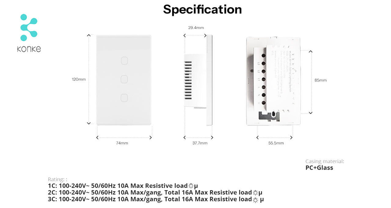 Smart Touch Light Switch 2Ch