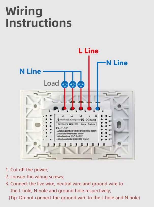 Smart Touch Light Switch 3Ch