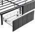 Double Bed Frame with 2 Storage Drawers and LED Lights Headboard, Upholstered Bed Frame with Charging Station, No Box Spring Needed, Easy Assembly - Grey