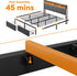 King Bed Frame with 2 Storage Drawers and LED Lights Headboard, Upholstered Bed Frame with Charging Station, No Box Spring Needed, Easy Assembly - Grey