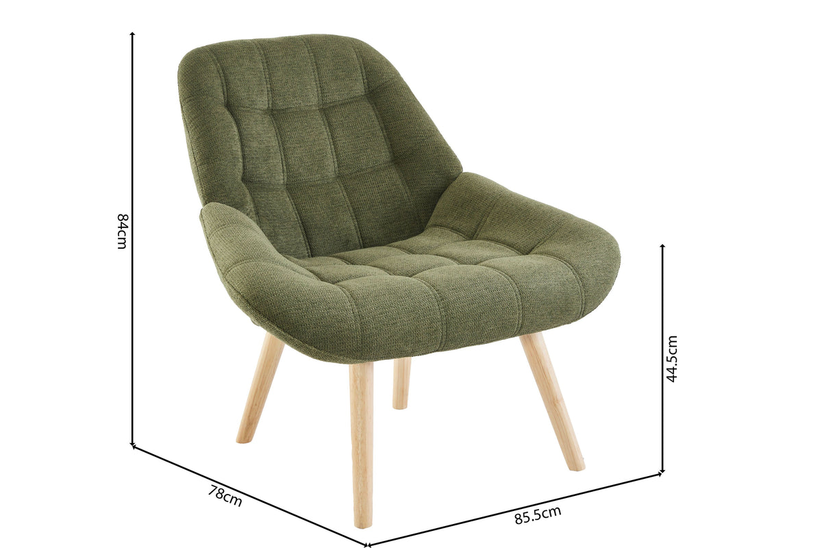 Nordic Tufted Wingback Accent Chair Olive Green Fabric