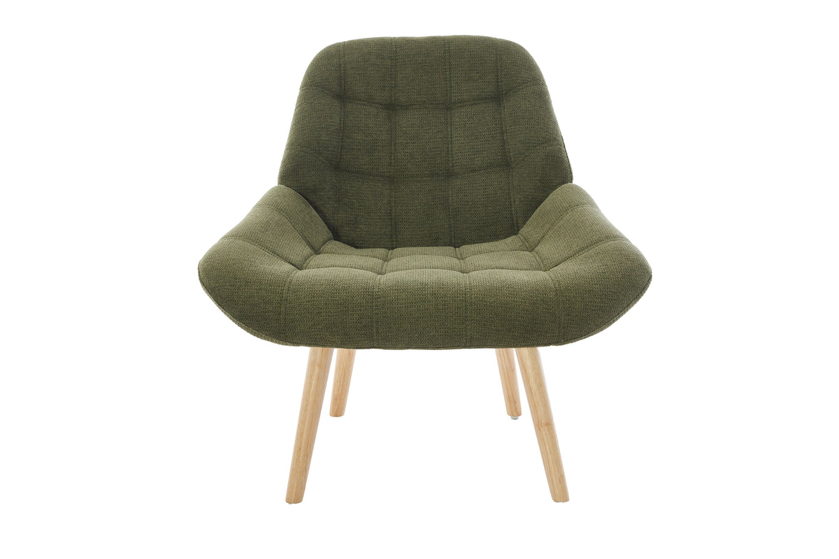 Nordic Tufted Wingback Accent Chair Olive Green Fabric