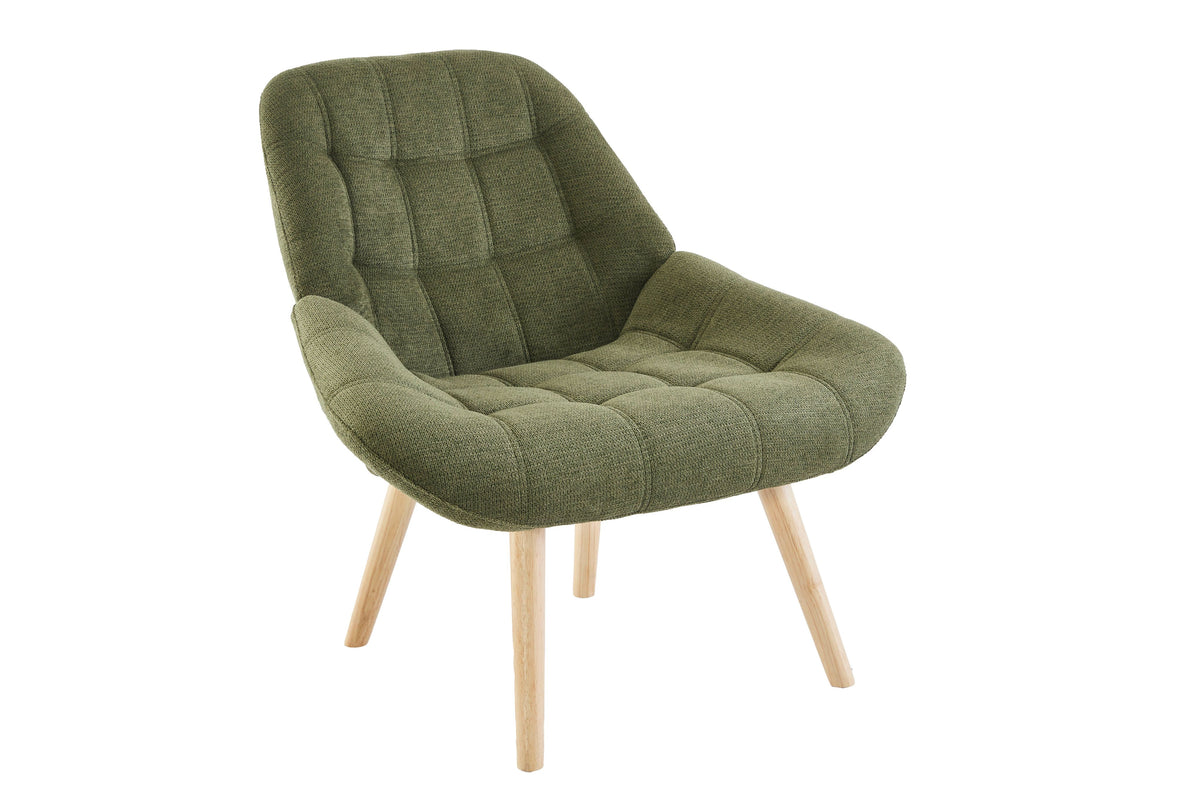 Nordic Tufted Wingback Accent Chair Olive Green Fabric