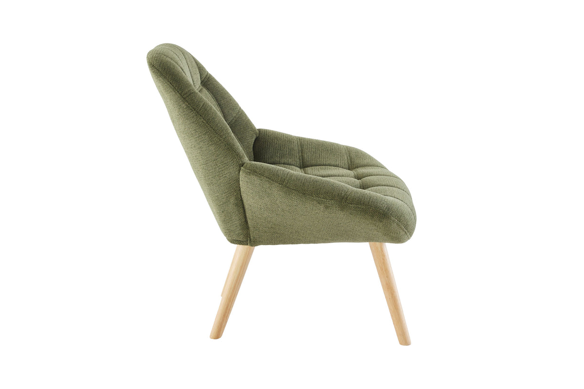 Nordic Tufted Wingback Accent Chair Olive Green Fabric