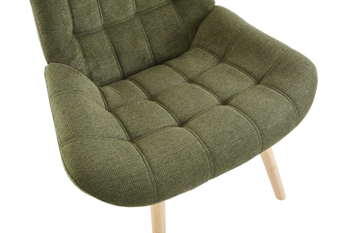 Nordic Tufted Wingback Accent Chair Olive Green Fabric