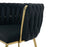 Set of 2 Velvet Upholstered Woven Dining Chairs with Golden Metal Legs, Black