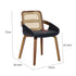 Set of 2 Rattan Back Dining Chairs, Black Faux Leather