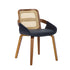 Set of 2 Rattan Back Dining Chairs, Black Faux Leather