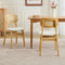 Rattan Back Dining Chairs Set of 2, White Faux Leather