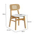 Rattan Back Dining Chairs Set of 2, White Faux Leather