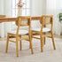 Rattan Back Dining Chairs Set of 2, White Faux Leather