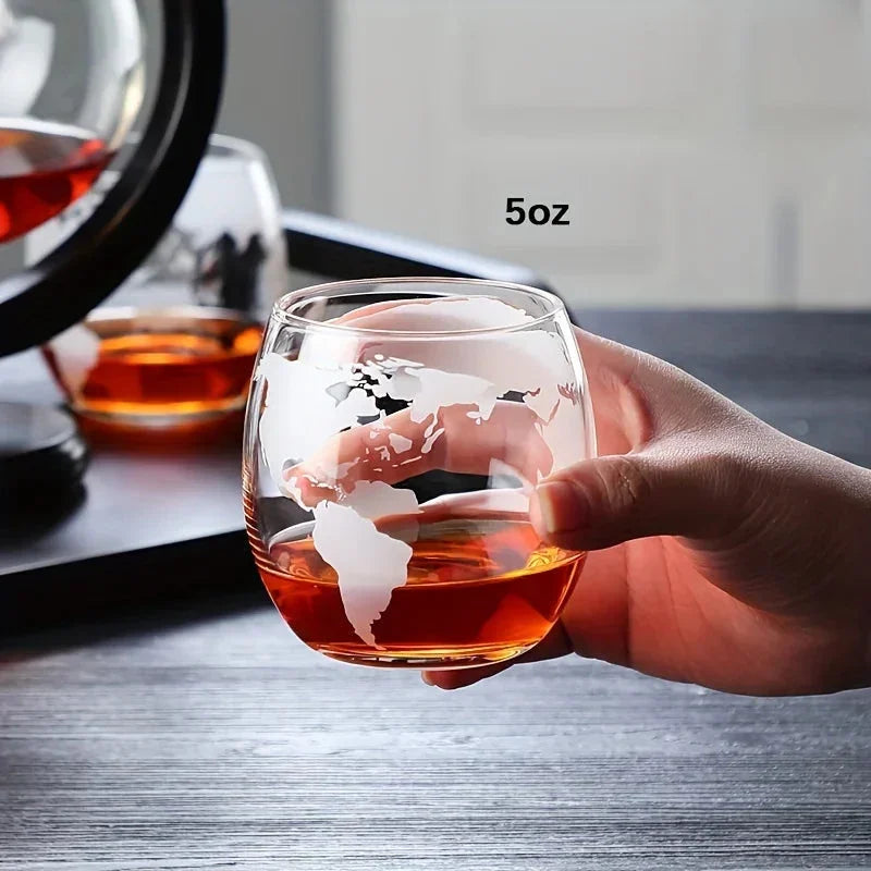 Globe Whiskey Decanter Set Lead-Free Glass Carafe