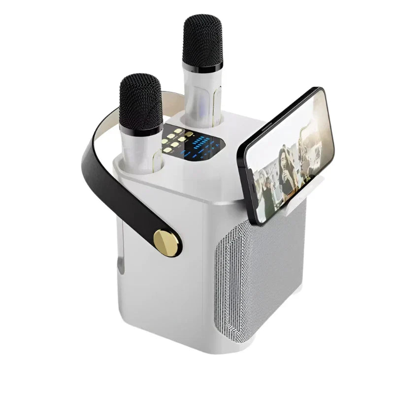 Karaoke Bluetooth Speaker with Dual Wireless Microphones, White
