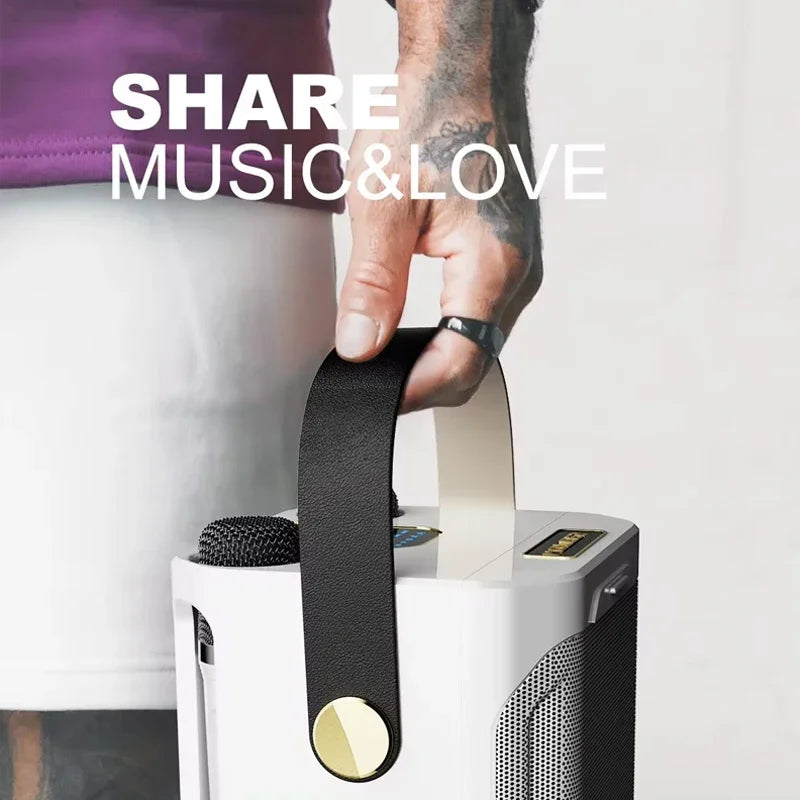 Karaoke Bluetooth Speaker with Dual Wireless Microphones, White