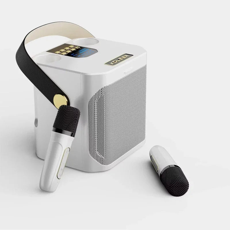 Karaoke Bluetooth Speaker with Dual Wireless Microphones, White
