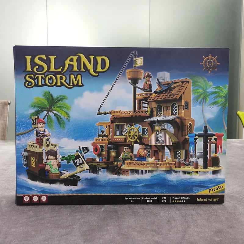 Pirate Island Fortress Building Block Set, Ages 6 and Up, ABS Kit