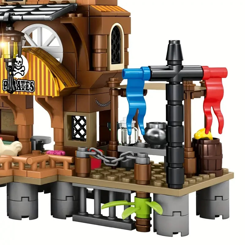 Pirate Island Fortress Building Block Set, Ages 6 and Up, ABS Kit