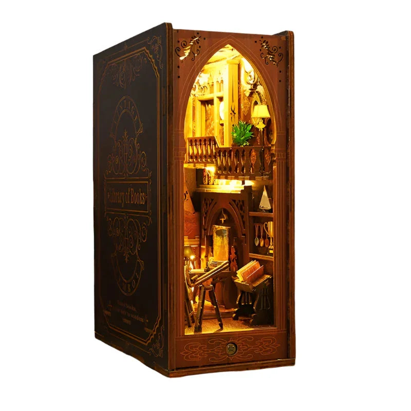 3D Miniature Bookshelf DIY Wooden Bookend Scene