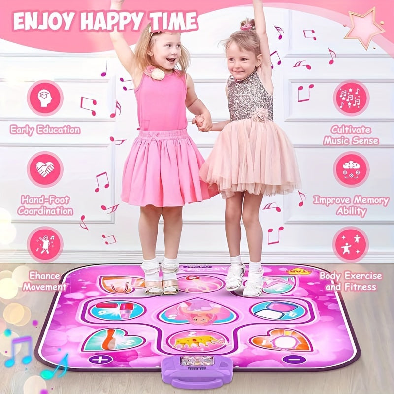Kids LED Musical Dance Mat, 6 Game Modes, 102x90cm PE Material, Ages 3+