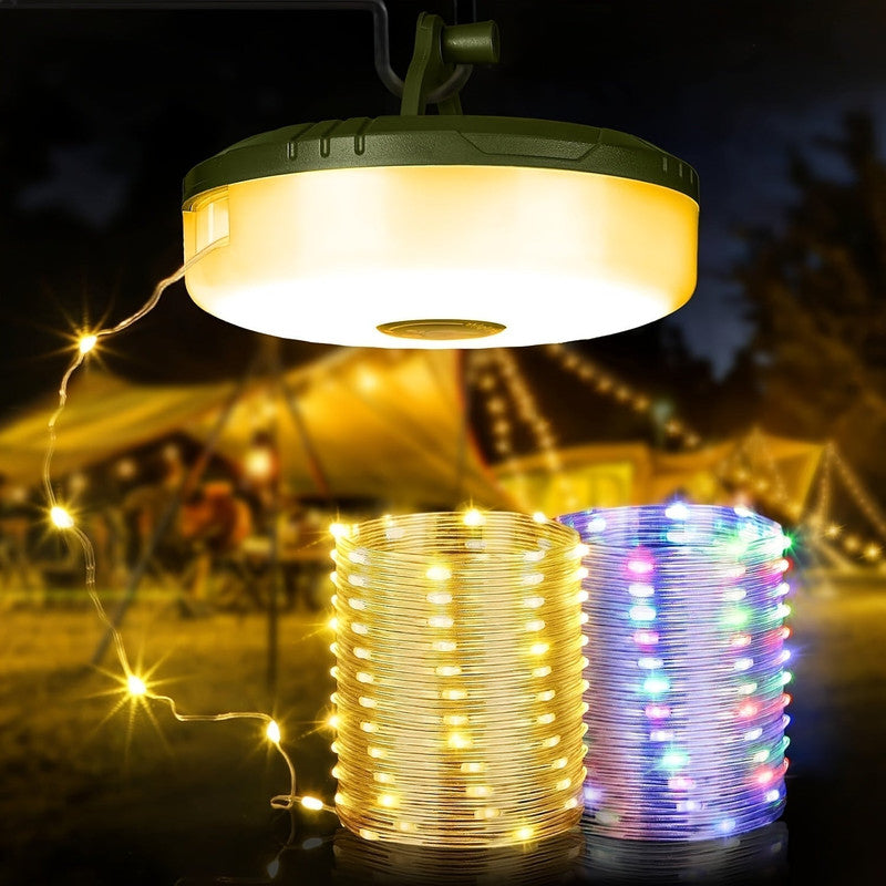 Rechargeable Camping String Lights, 5 Modes, 2000mAh Lithium Battery Set