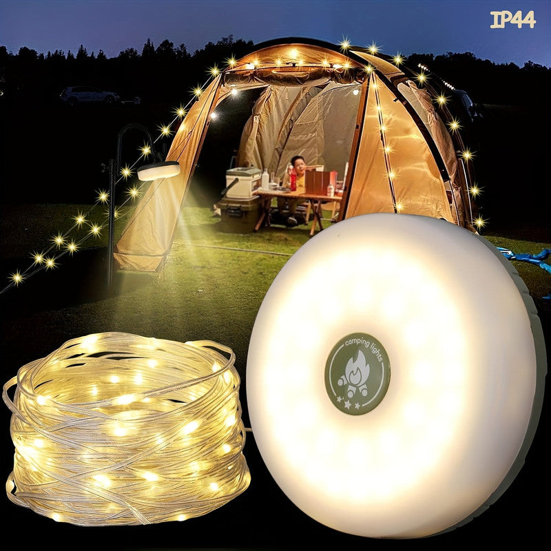 Rechargeable Camping String Lights, 5 Modes, 2000mAh Lithium Battery Set