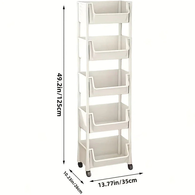 Mobile Bookshelf Office Cart (5-Tier)