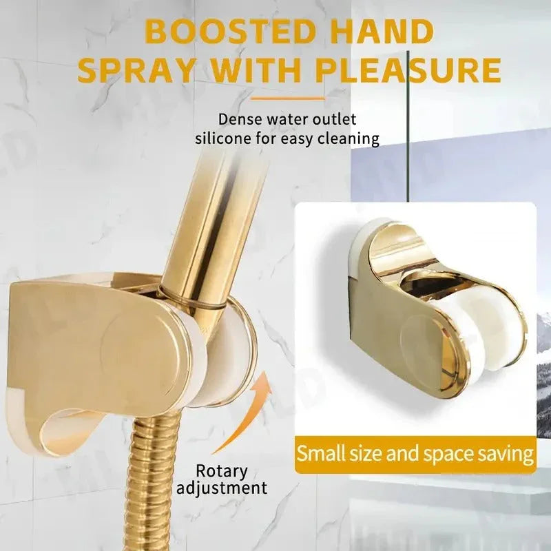 Golden Rainfall Shower Head Handheld Combo Set