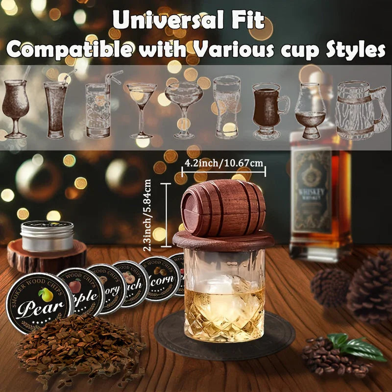 Whiskey Smoker Kit with 6 Wood Flavors & Accessories