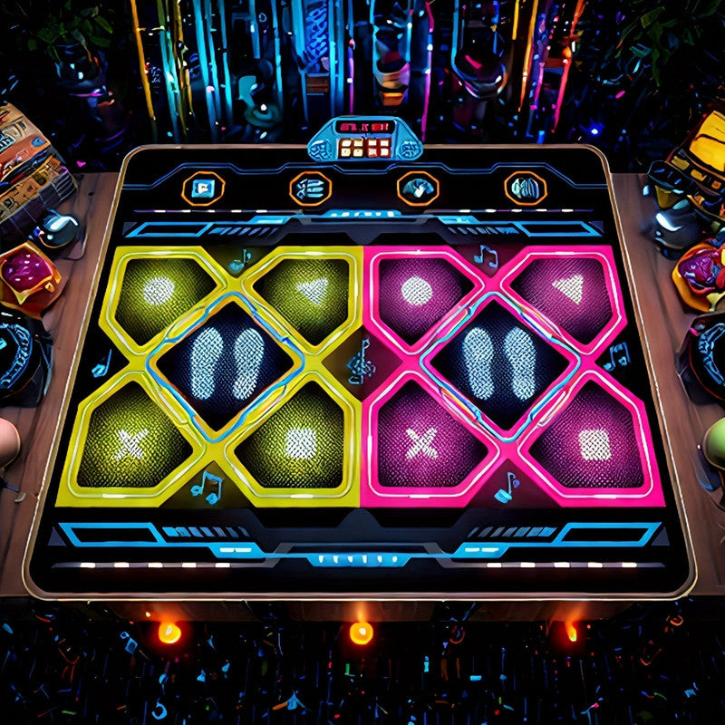 Double Dance Pad LED Rhythm Game Mat with Music, Ages 3 and Up, PE Build