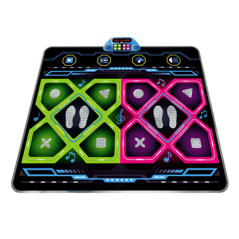 Double Dance Pad LED Rhythm Game Mat with Music, Ages 3 and Up, PE Build
