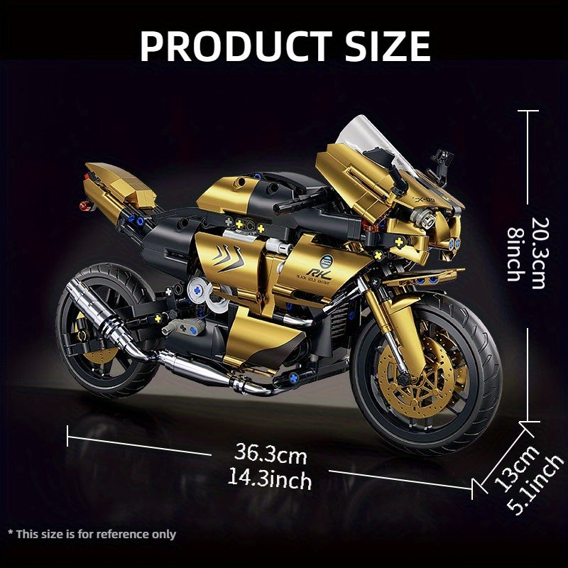 1:10 Scale Mechanical Motorcycle Building Block Kit, Ages 14 Plus, ABS