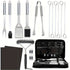 17-Piece Stainless Steel BBQ Grill Accessories Set with Mats and Brush