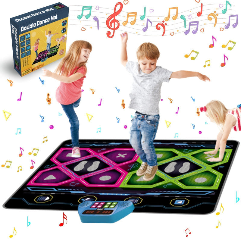 Double Electronic Dance Mat for Kids and Adults, 105x90cm, 8 LED Lights