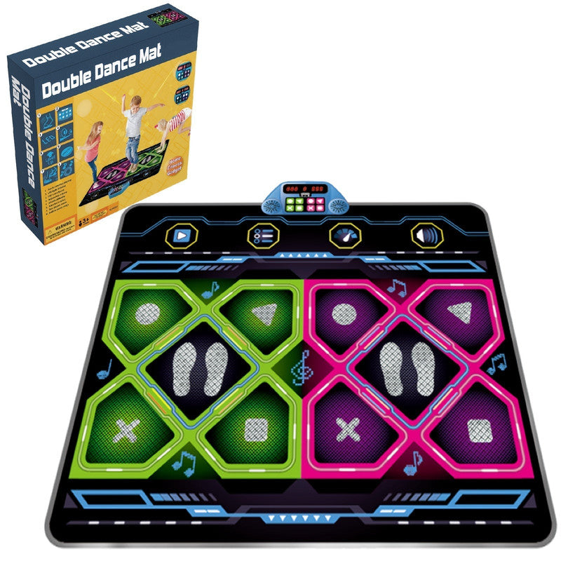 Double Electronic Dance Mat for Kids and Adults, 105x90cm, 8 LED Lights