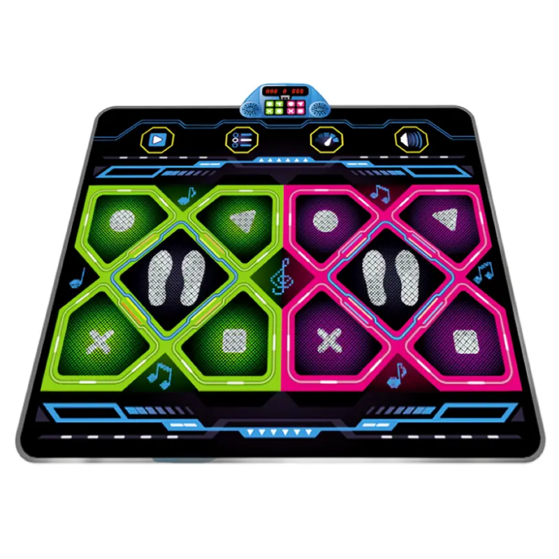 Double Electronic Dance Mat for Kids and Adults, 105x90cm, 8 LED Lights