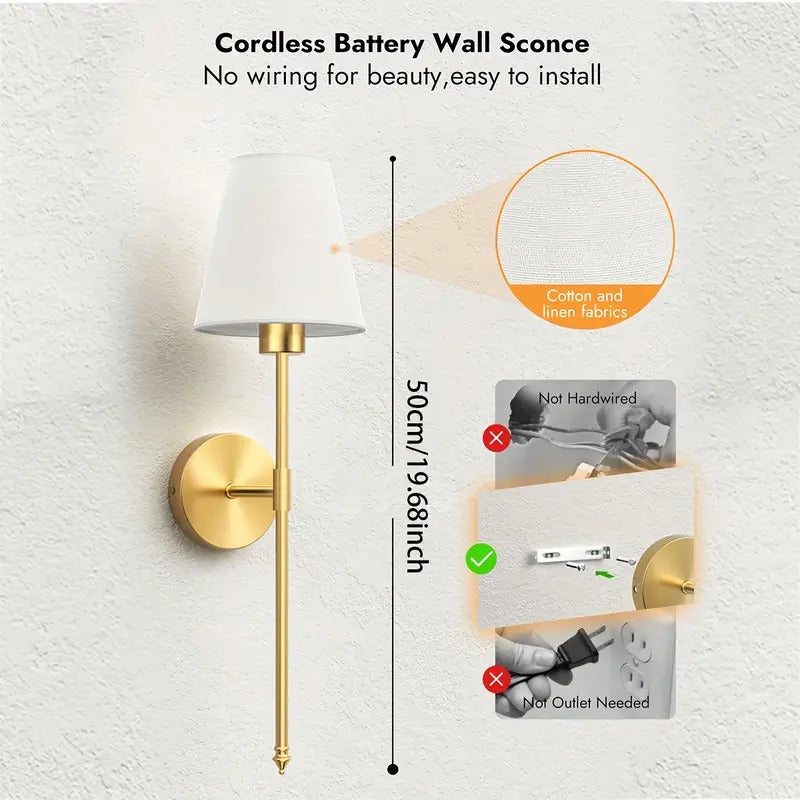 Battery Wall Sconces Set of 2 with Remote